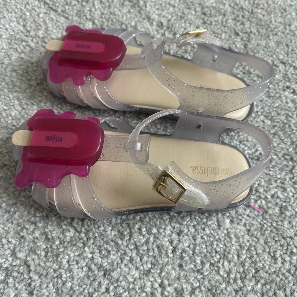 Mini Melissa Kids' Glittery Silver and Pink Sandals - Picture 3 of 6